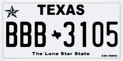 TX license plate BBB3105
