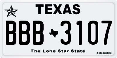 TX license plate BBB3107