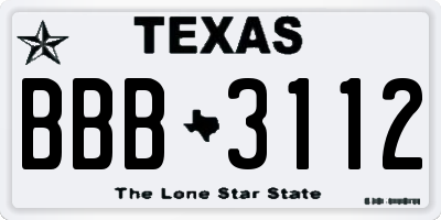 TX license plate BBB3112