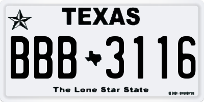 TX license plate BBB3116