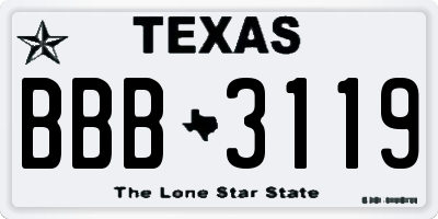 TX license plate BBB3119
