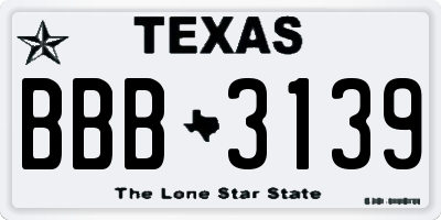 TX license plate BBB3139