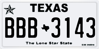 TX license plate BBB3143