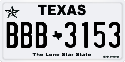 TX license plate BBB3153