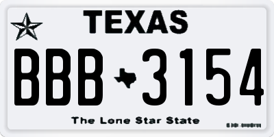 TX license plate BBB3154
