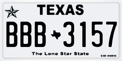 TX license plate BBB3157