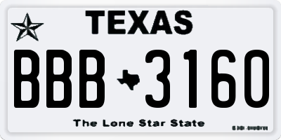 TX license plate BBB3160