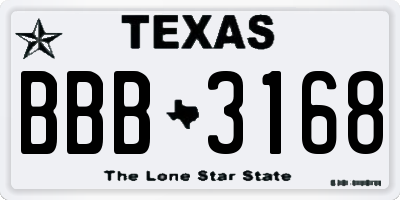 TX license plate BBB3168