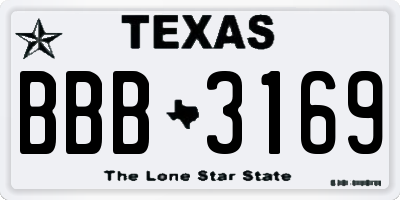 TX license plate BBB3169