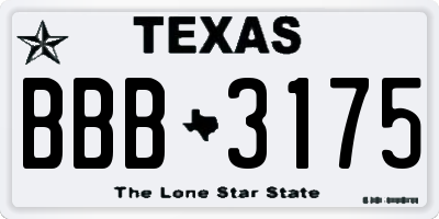 TX license plate BBB3175