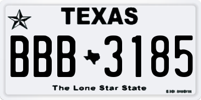 TX license plate BBB3185