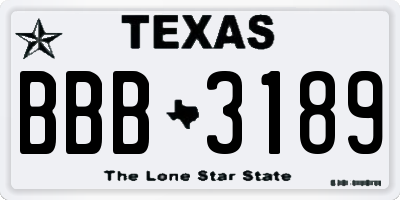 TX license plate BBB3189