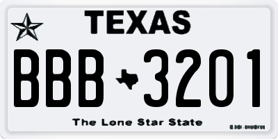 TX license plate BBB3201