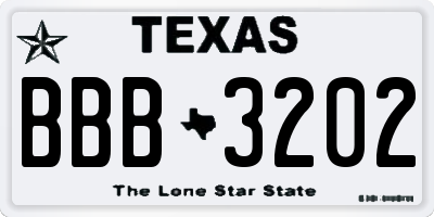 TX license plate BBB3202