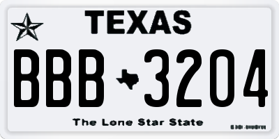 TX license plate BBB3204