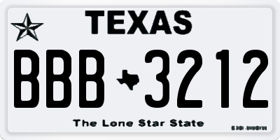 TX license plate BBB3212
