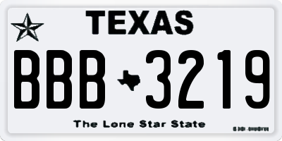 TX license plate BBB3219