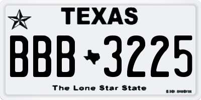 TX license plate BBB3225