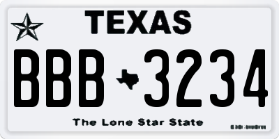 TX license plate BBB3234