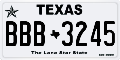 TX license plate BBB3245
