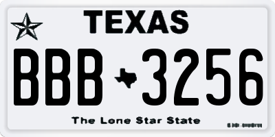 TX license plate BBB3256