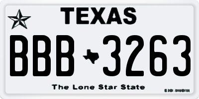 TX license plate BBB3263