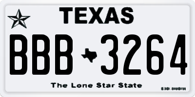 TX license plate BBB3264