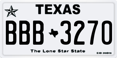 TX license plate BBB3270