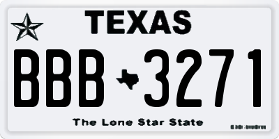 TX license plate BBB3271