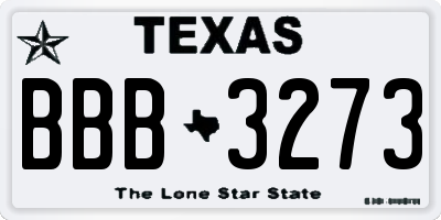 TX license plate BBB3273
