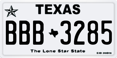 TX license plate BBB3285