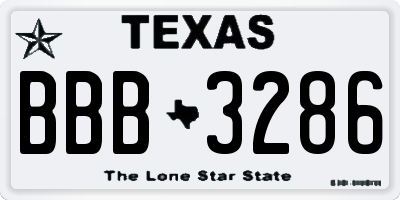 TX license plate BBB3286