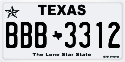 TX license plate BBB3312