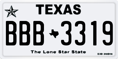 TX license plate BBB3319