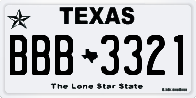 TX license plate BBB3321