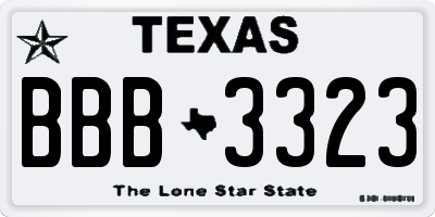 TX license plate BBB3323