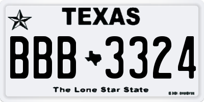TX license plate BBB3324