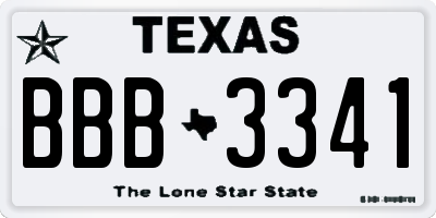 TX license plate BBB3341