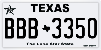 TX license plate BBB3350
