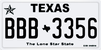 TX license plate BBB3356