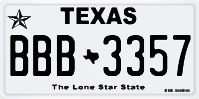 TX license plate BBB3357