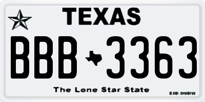 TX license plate BBB3363