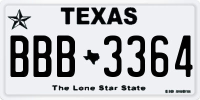 TX license plate BBB3364