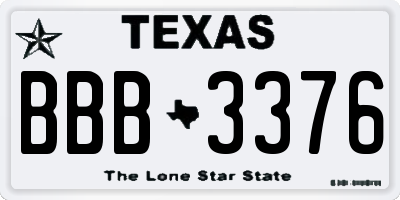TX license plate BBB3376