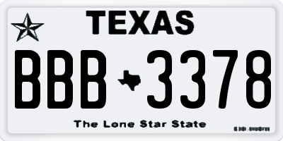 TX license plate BBB3378