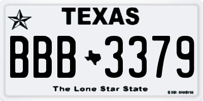 TX license plate BBB3379