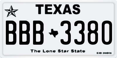 TX license plate BBB3380