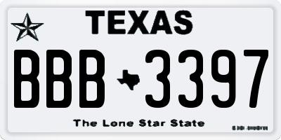 TX license plate BBB3397