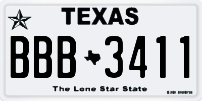 TX license plate BBB3411