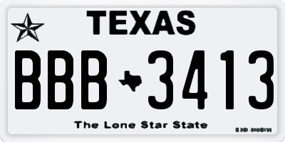TX license plate BBB3413